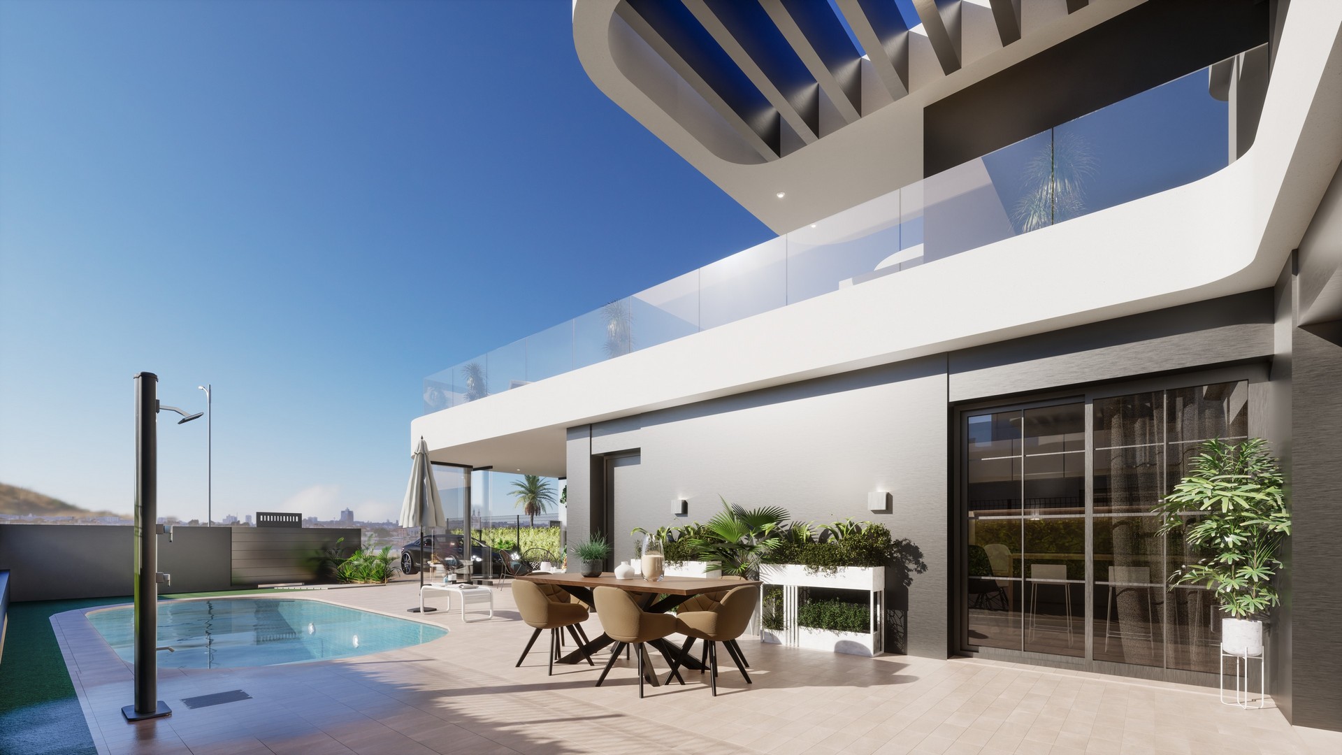 Villas modernas de obra nueva con piscina en Los Alcázares-La Serena Golf