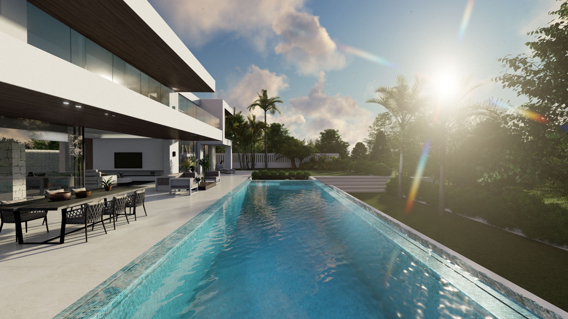 Strandseite Guadalmina: Villa moderna sobre plano