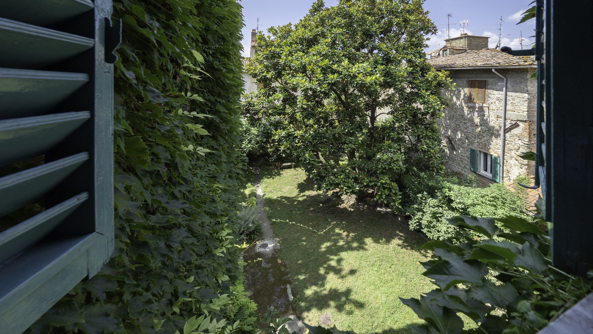 Sky earth with garden in historic hamlet